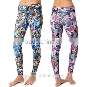 OEM Supplier Custom Design Fashion Print Mid Waist Unique Tight Woman Yoga Pants thumbnail-1