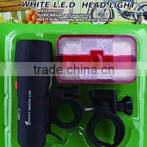 2015hot Sale Bicycle Front Light+rear Light Set 1wat Super Bright Light Set Bike Light Set thumbnail-1