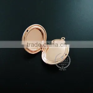 27*22MM Rose Gold Plated Brass Oval Photo Locket Vintage Style Fold Photo Locket Pendant Charm1120012 thumbnail-2