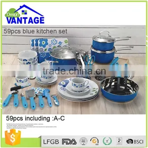 59 Pcs Natural Cooking Frypan and Saucepan Non-stick Ceramic Cookware With Stainless Steel Knob thumbnail-2