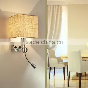 Chrome Body Fabric Shade Led Modern Hotel Wall Lamp For Project And Bedroom thumbnail-2