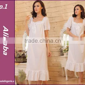 Cotton Long Sleeve Pajamas Women Nightwear Sexy Night Dresses thumbnail-1