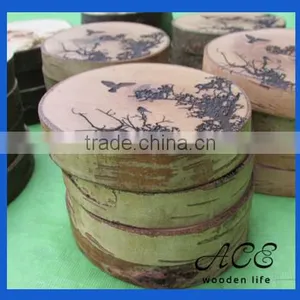 Rustic Thick Wooden Round Coaster With Holder Wooden Travit thumbnail-1