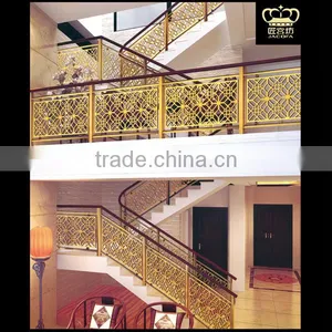 Luxury Aluminum Handrails Staircase Golden Balustrade for Hotel Villa thumbnail-1