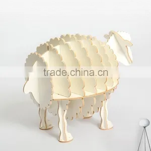 Puzzle Wood Craft Sheep Table Book Shelves Creative Animal Furniture thumbnail-3