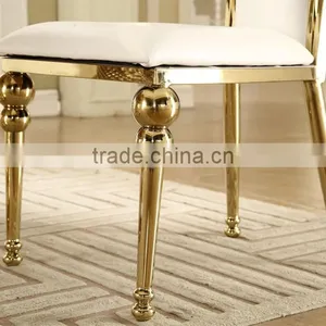 Hot Sale White PU Golden Stainless Steel Wedding Chair thumbnail-5