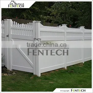 Fentech White Picket Top Vinyl Privacy PVC Fence for Yard House Garden thumbnail-1