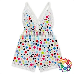 Florals Cotton Backless Lace Fringe Baby Clothes Romper Wholesale thumbnail-3