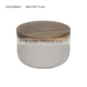 Professional Concrete Kitchen Accessories Container With Wooden Lids thumbnail-6