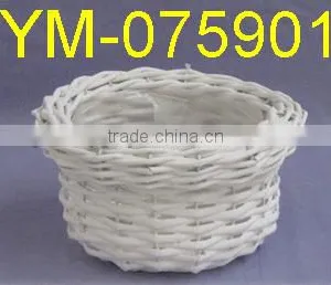 Small Round Wicker Garden Flowerpot thumbnail-1