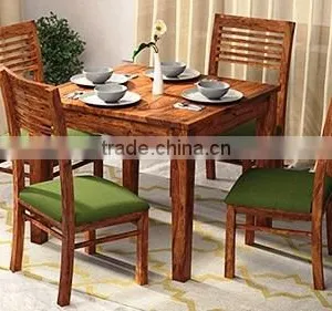 Walnut Color Four Sitter Wooden Dining Set With Fabric Chair thumbnail-1