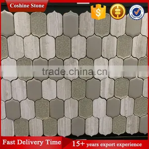 Mixed Athens Wood Grey Marble Round Lantern Texture Mosaic Tile thumbnail-1