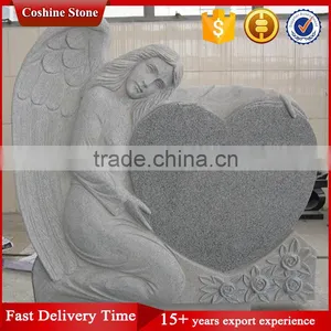 G603 Grey Angel Heart Headstone Monument Tombstone thumbnail-1