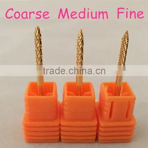 Golden Carbide Burr for Nail Total Length 38MM Head Diameter 2MM Nail Drill Small Flame thumbnail-1
