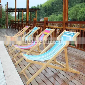 Folding Leisure Chaise Lounge Wooden Beach Chair thumbnail-1