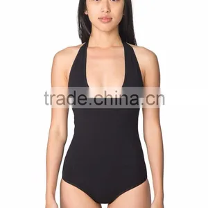 Adult High Cut Leotard Cotton Spandex Jersey Deep V Neck Backless Halter Neck Sexy One-Piece Gymnastics Leotards For Women thumbnail-3