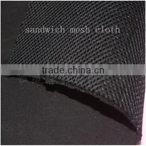 Black Knitting Fabric Laminated Polyester Sandwich Mesh Fabric/cloth for Footwear thumbnail-1