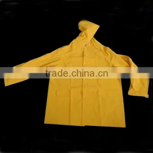 Waterproof Yellow PVC Polyester Safety Long Raincoat thumbnail-1