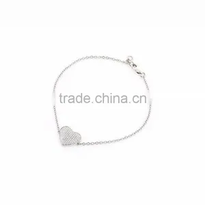 Silver Plated CZ Studded Designer Heart Bracelet thumbnail-1