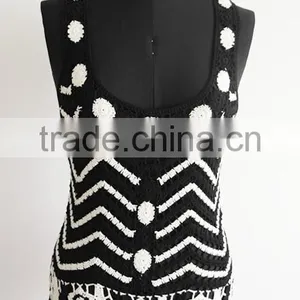 Fashion Ladies Sleeveless Hand Crochet Pullover Sweater thumbnail-1