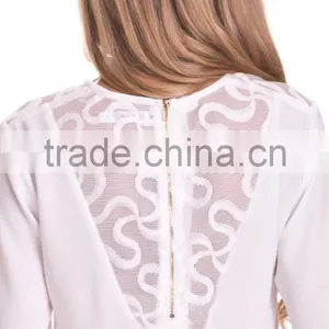 100%Polyester Long Sleeve Woman Blouse 2015,women Tank Tops in White thumbnail-6