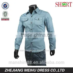 New Design Long Sleeve Slim Fit Denim Casual Shirt for Men thumbnail-1