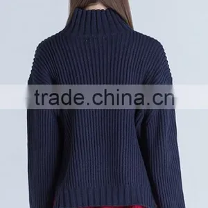 2017 Wool Turtleneck Knitted Paillette Pullover Winter Women Sweater With Factory Price thumbnail-4