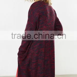 Women's Long Tunic Wrap Around Mixed Wool Cardigan Sweater With Wholesale Price thumbnail-4