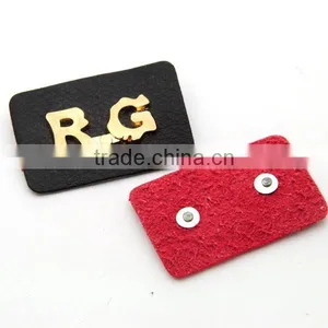 Black/red PU Leather Sew on Patches With Gold Metal Plates Fashion Clothing Label for Jeans/jacket PLB-010 thumbnail-3