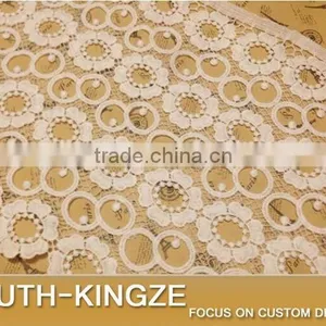 High Quality Clothing Materials Textiles Wide Lace Trim Fabric White Milk Silk 30cm Wide Lace Trim thumbnail-2