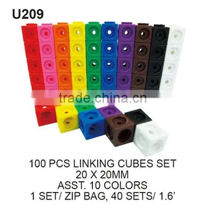 Plastic 100pc Puzzle Linking Cubes Set Educational Toys for Kids thumbnail-1
