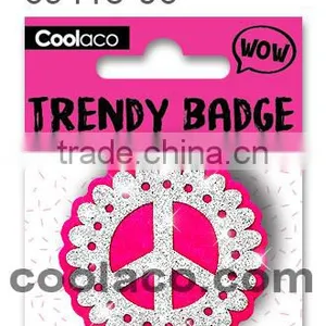 Glitter and Felt Pin Badge Colorful Custom Made Pin Badge thumbnail-1