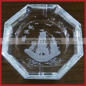 New Design Clear Engraving Crystal Ashtray For Promotional Gifts thumbnail-1