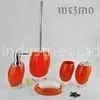 Abrasion Resistance Red Polyresin Bathroom Set With 