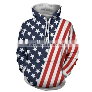Unisex Fashion USA American Flag Print Hooded Slim Pullover Hoodie Sweatshirt thumbnail-5