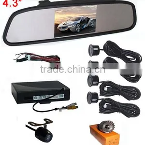 Super Thin Rearview Mirror 4.3" TFT LCD Mirror Monitor Video Parking Sensor 4 Sensor Car Reverse Camera Parking Sensor thumbnail-1