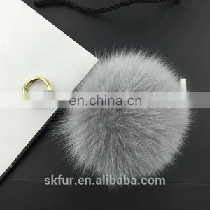 Colorful Fox Fur Pom Pom Keychain thumbnail-3