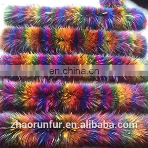 Real Raccoon Fur Collar for Garment Wholesaler Raccoon Fur Trim/piping thumbnail-5