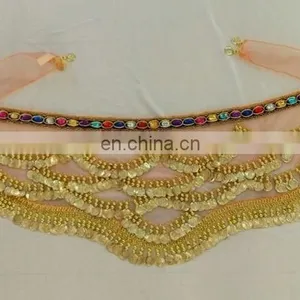 High Quality Organza Gold Coin Belly Dance Hip Scarf With Gradient Color Y-2053# thumbnail-6