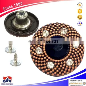 20mm Jeans Metal 3D Buttons, Brass Button And Rivet For Denim, Jackets thumbnail-1