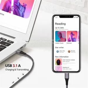 KAL020 023 PD 3A Fast Charger Cable Lightning to Type C Nylon Braided Data Cable for Iphone 8 X Xr thumbnail-3