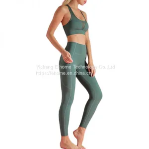 Newest Breathable High Elastic Tights Quick Dry Womens GYM Leggings Sets thumbnail-1