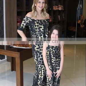 Parent-Child Outfit Fashion Leopard Grain Siamese Trousers Suits Short Sleeve Round Collar Sets (this Link for Girls,1-12years) thumbnail-1