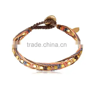 Handmade Black String Crochet Bracelet With Copper Beads Drop Charm Bangle thumbnail-4