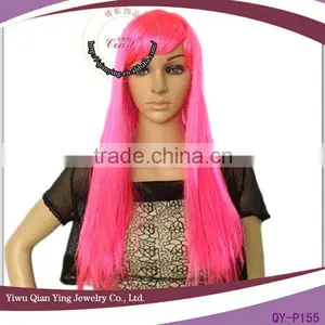 Cheap Long Synthetic Hot Pink Party Hair Wigs thumbnail-1