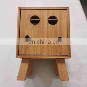 Luxury Hotel tv Shape tv Shape Decorative Toilet Roll Paper Tissue Holder With Leg Bamboo Wooden Storage Box Container thumbnail-2