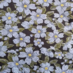 BJ032 Embossed Yarn Dyed Jacquard Fabric Floral Brocade Design Plants For Garments thumbnail-2