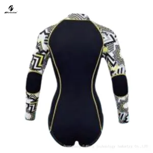 Front Zip Longarm Super Shorty Preppy Style Wetsuit Highleg Leotard Surf Suit Wet Suit for Diving thumbnail-2