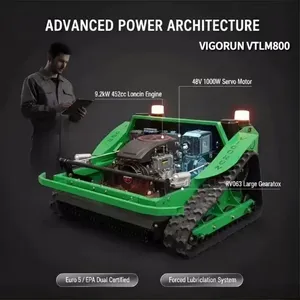 Villa Lawns Regular Grass Mowing Vigorun VTLM800 Wireless Radio Control Rubber Track Slasher Mower for Sale thumbnail-1