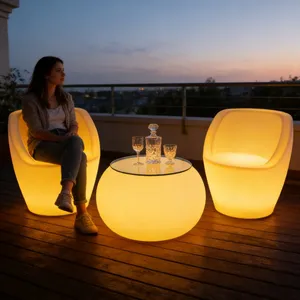 Luminous Outdoor Table and Chair Set 16 Variable Colors IP65 Waterproof for Bar Hotel Outdoor Events thumbnail-5